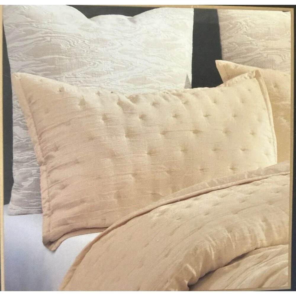 Donna Karan Luxury Meditate Standard Pillow Sham Shams Gold Set Of 2 Linen Silk